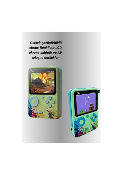 G5 Game Box Retro Mini Oyun Konsolu 500 Dahili Oyun Mh-hs4838-6729 Yeşil