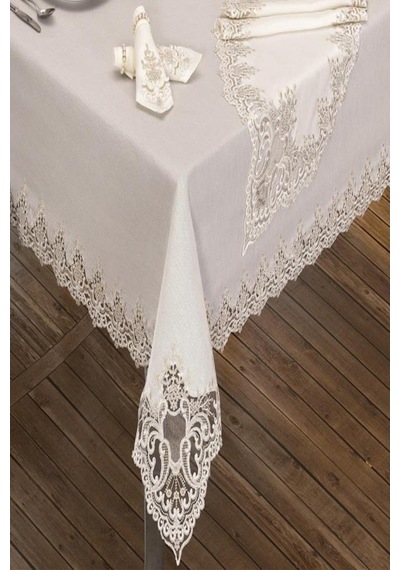 Sümbül Masa Örtüsü 26 Parça Krem (541544689)