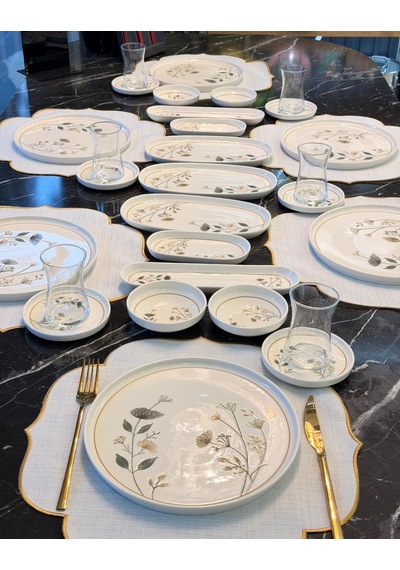 29 Parça Porselen Kahvaltı Takımı Lotus Arte-5342 Beyaz