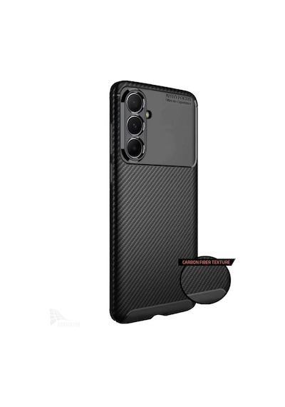 Samsung Galaxy A24 Uyumlu Silikon Kılıf Karbon Desenli Kamera Korumalı Autofocus Kapak Siyah Siyah