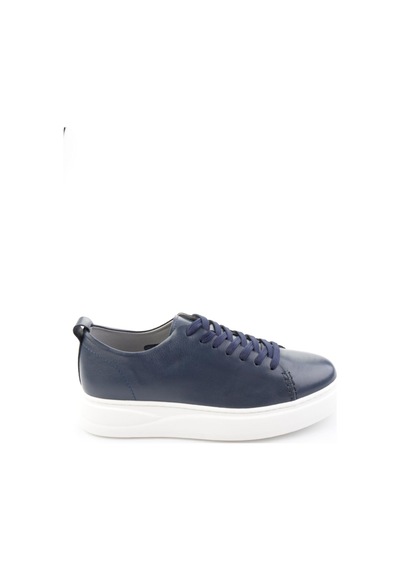 Bambi Lacivert Hakiki Deri Erkek Sneaker E01593202503