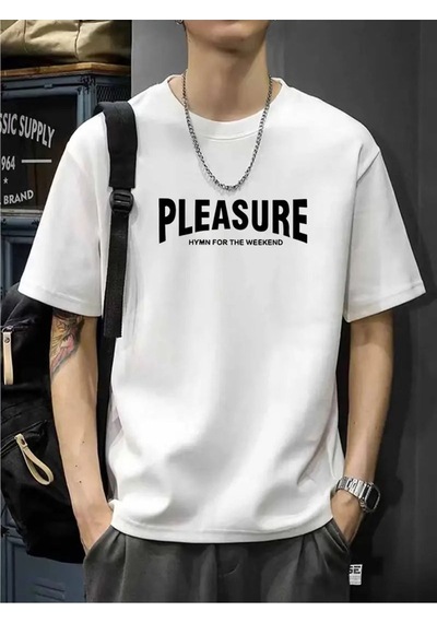 Flood Of Style Erkek Beyaz Pleasure Baskılı Oversize