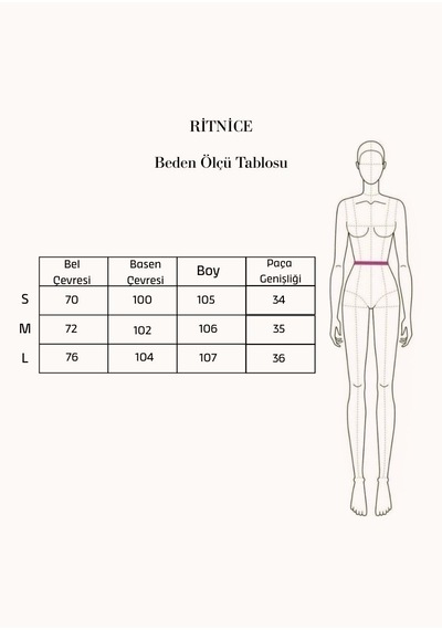 Ritnice Kadın Lora Kemerli Önü Pileli Geniş Paça Dokuma Siyah Pantolon Siyah