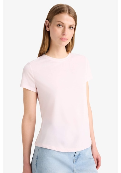 Defacto Regular Fit Bisiklet Yaka Basic Düz Kısa Kollu Tişört F4213axnspn38 Pembe
