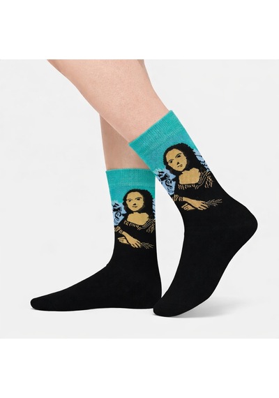 Carnaval Socks Mona Lisa Art Desenli Renkli Çorap Çok Renkli