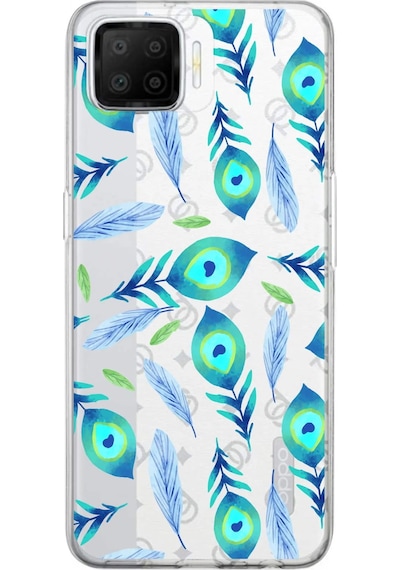 Oppo A73 İle Uyumlu 1mm Slim Fit Nazar Boncuğu 3 Baskılı Şeffaf Kılıf Şeffaf