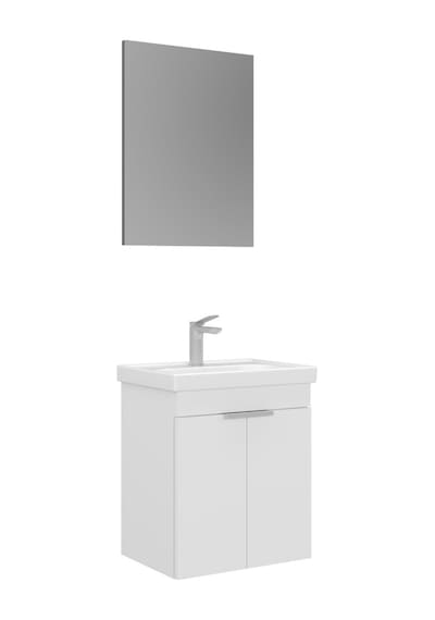 Orka Desna 50 Cm Mat Beyaz Banyo Dolabı Alt Modül Lavabo Beyaz