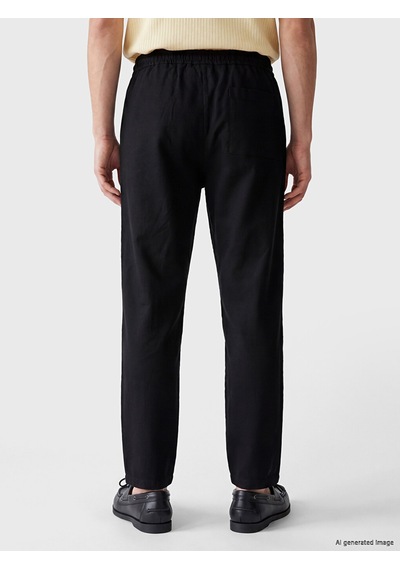 Lcw Vision Siyah Regular Fit Erkek Keten Görünümlü Pantolon