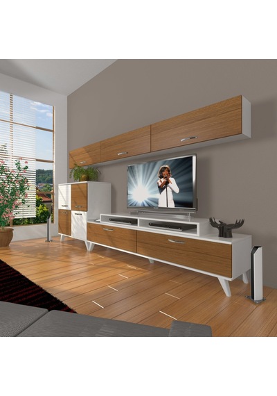 Decoraktiv Ekoflex 8 Slm Retro Tv Ünitesi Tv Sehpası Beyaz - Ceviz Decoraktiv Ekoflex 8 Slm Retro Tv Ünitesi Tv Sehpası Beyaz - Ceviz