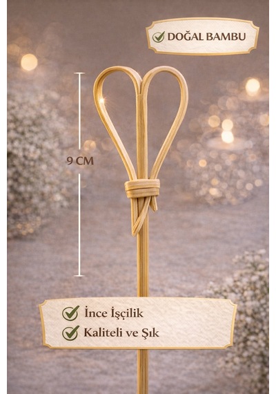 50 Li Kahve Kalpli 9 Cm Doğal Bambu Kürdan