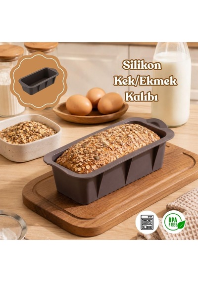 30003 Silikon Ekmek Kalıbı Dikdörtgen Kek Kalıbı Antrasit 7 25cm Diğer
