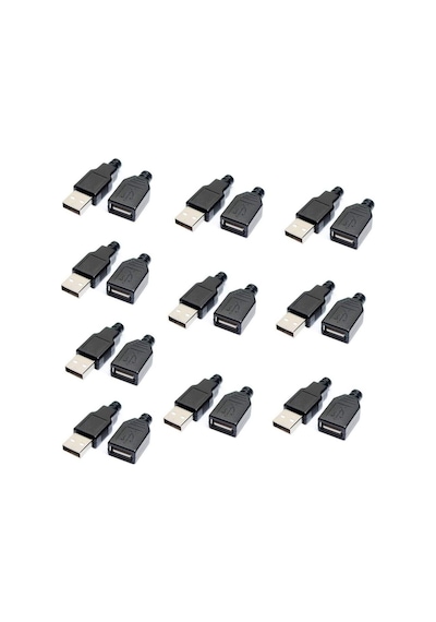 Dişi Usb-erkek Usb Şarj Soketi Seti 10 Erkek Soket 10 Dişi Soket