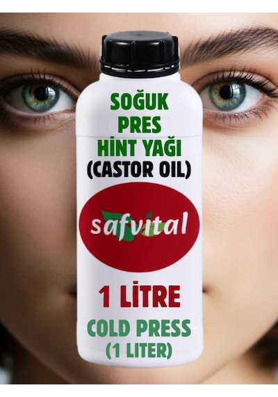 Safvital %100 Saf Katkısız Hint Yağı 1 Litre Castor Oil Hexan Free Heksansız Soğuk Pres Kalite 1 L