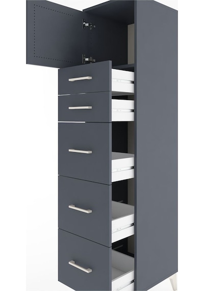 Hyperion Dolap Tek Raflı 5 Çekmeceli Tek Kapaklı 44x44x182 An... Antrasit