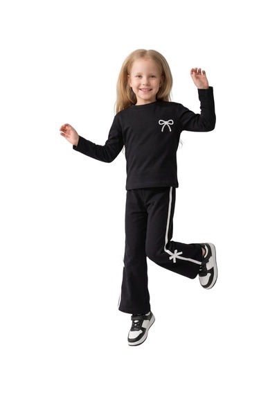 New Kids Kız Takım Çocuk Uzun Kol Fiyonk Syh Detaylı -91252 Siyah