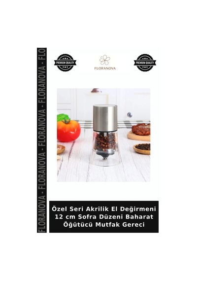 Özel Seri Akrilik El Değirmeni 12 Cm Sofra Düzeni Baharat Öğütücü Mutfak Gereci Çok Renkli
