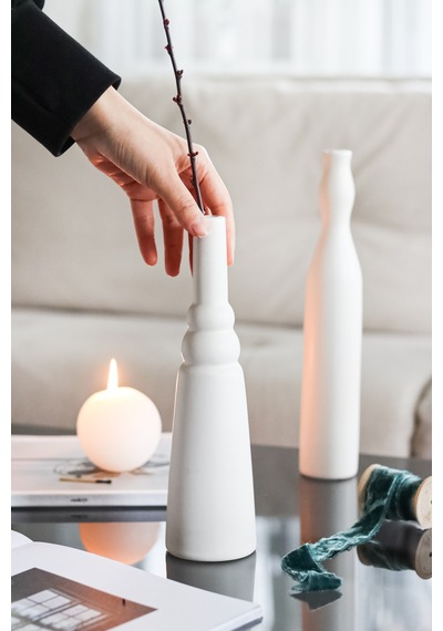 Morandi Pure S Seramik Vazo Dekoratif Obje Beyaz - 618824440