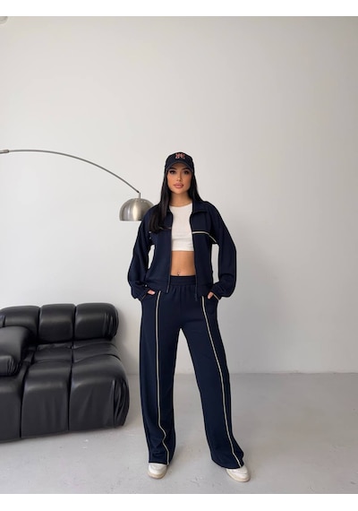 Fonna Fashion Tk-3041 Bayan Eşofman Takım Çımalı Lacivert