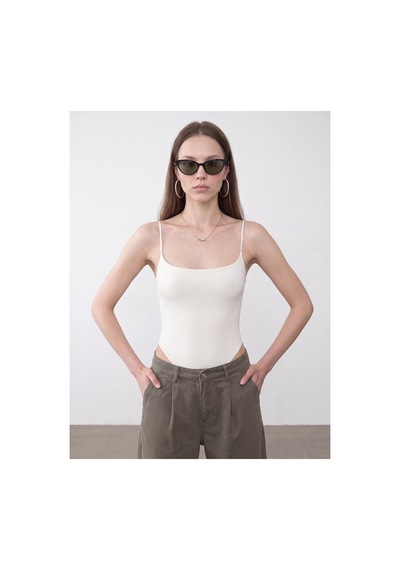 Dilvin 21216 Askılı Bodysuit-ekru-16503