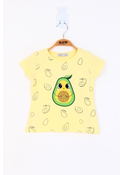 Toontoy Kids Toontoy Kız Çocuk Avokado Baskılı Tişört Sarı