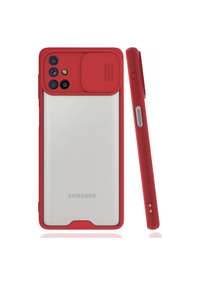Nettech Samsung Galaxy M51 Uyumlu Platin Kamera Kızaklı Arka Koruma Kılıf - Siyah Siyah