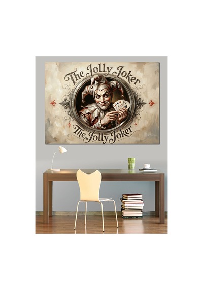The Jolly Joker Klasik Amblem Yağlı Boya Dokulu Kanvas Tablo Canvas Tablosu