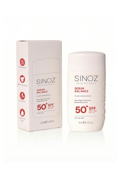 Sinoz Yağlı Ciltler için Sıvı Yüz Güneş Kremi SPF50+ 50 ML