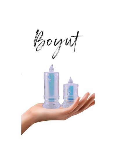 4 Adet Led Mum Simli Tipi Pil Dahil Dumansız Alev Ledli Yapay Dekoratif Mum Işığı Pt421-23 Şeffaf