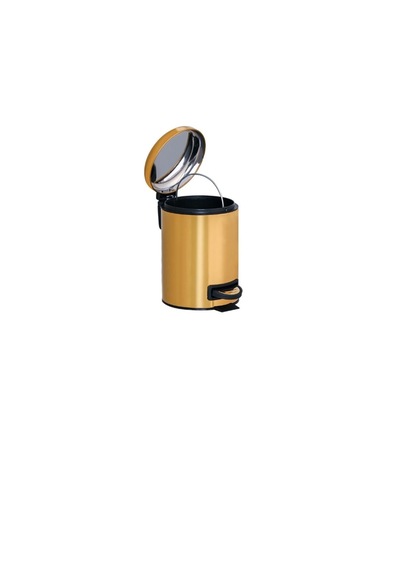 Metal Gold Renkli Pedallı Ofis Banyo Wc Çöp Kovası 5 Lt İç Kovalı Altın