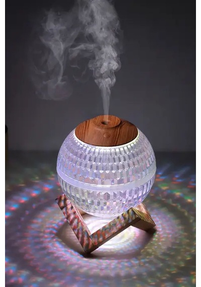 Işıklı Aroma Difüzör Hava Nemlendirici Cam Görünümlü Işıklı Loş Dekor Hava Nemlendirici