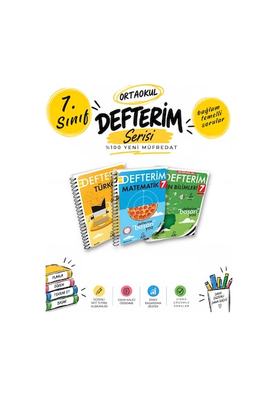 Arı Yayıncılık 7. Sınıf Türkçe-matematik-fen Bilimleri Defterim Konu Anlatımlı Ders Defteri Seti