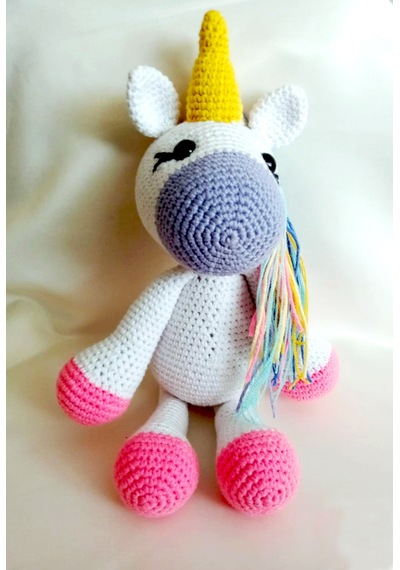Amigurumi Oyuncak Gökkuşağı Unicorn Sağlıklı Oyuncak El Örgüsü