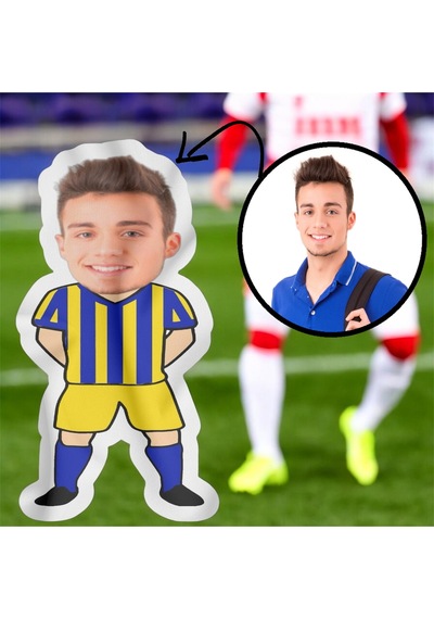 Kişiye Özel Futbolcu Bebek Tasarımlı Şekilli Yastık Çok Renkli