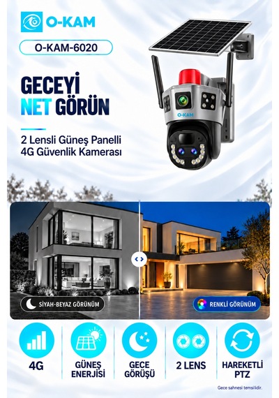 O-kam 6020 4g Solar Güvenlik Kamerası 10x Optik Zoom