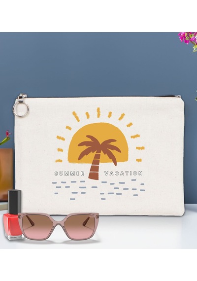 Bk Gift Yaz Temalı-6 Astarlı Portföy Çanta 30x21cm, Baskılı El Çantası, Organizer Çanta Çok Renkli