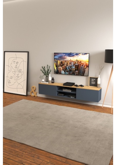 B3 Concept Nort Serisi Anrasit Safir Meşe 2 Kapaklı Duvar Tipi Tv