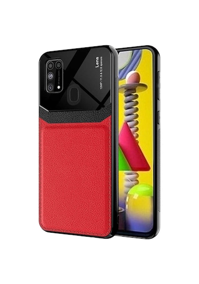 Samsung Galaxy Uyumlu M31 Kılıf Lens Deri Görünümlü Tpu Kapak