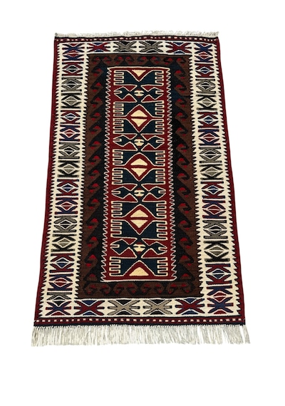 El Dokuma Sıfır Uşak Eşme Kilimi 73x120 Kök Boya %100 Yün Kilim