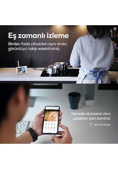 Xenon Smart Bebek Kamerası 3MP 5" Lcd Monitör - Mobil Kontrol - Ninni - Hareket Algılama, Gece Görüş Mavi-x7202 - Mavi
