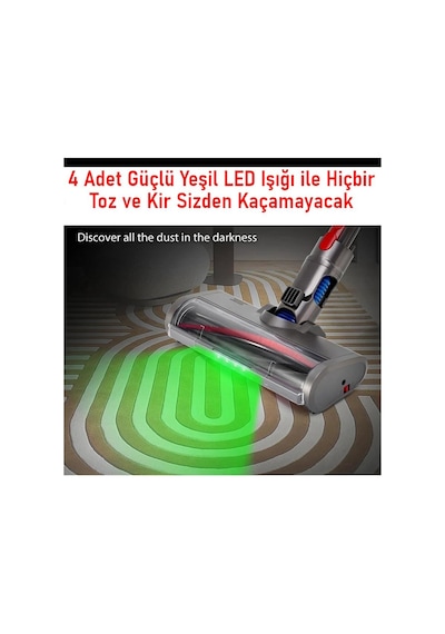 Valkyrie Dyson V7 Uyumlu v8/v10/v11/v15 Uyumlu Led Işıklı Yumuşak Rulo Süpürge Başlığı