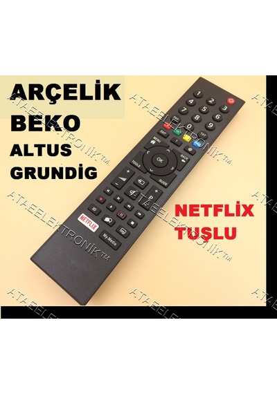 Arçelik  Beko Grundig Altus Uyumlu Netflix Tuş Led Tv Televizyon Kumanda