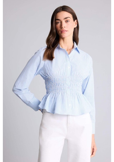 Defacto Fıtted Çizgili Poplin Gömlek H0347ax26spbe306 Mavi-be306