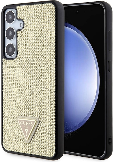 Galaxy S24 Plus Uyumlu Kılıf Guess Lisanslı Taşlı Arka Yüzey Üçgen Logolu Kapak Siyah