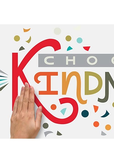 Rmk5329gm Rainbow Choose Kindness Giant Peel And Stick Duvar Çıkartmaları, Kırmızı, Turuncu, Camgöbeği Çok Renkli