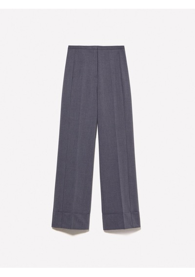 Sisley Yün Karışımlı Kıvrık Paça Normal Bel Pantolon Kadın Siyah Pantolon - 324a4jyqlf061