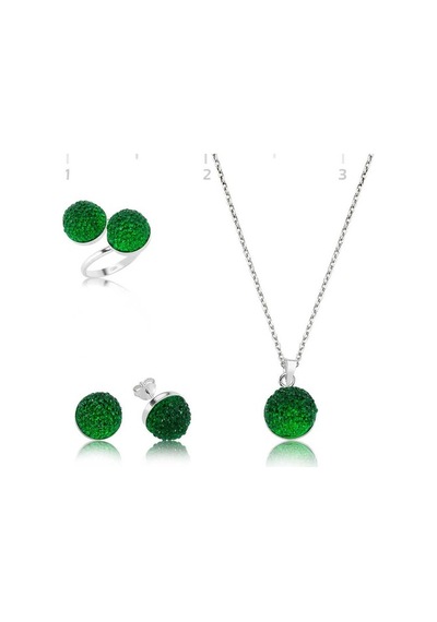Gümüş Yeşil Kristal Kadın Set (551167597)