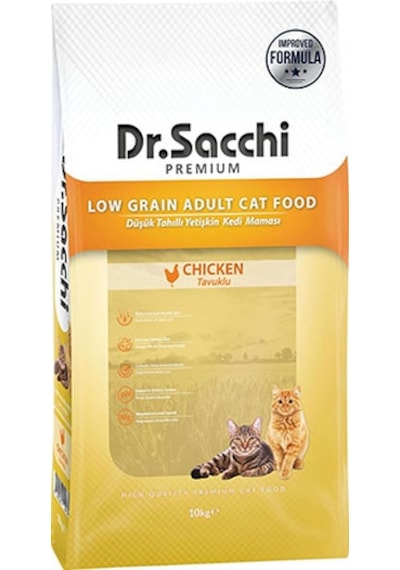 Dr. Sacchi Premium Tavuklu Düşük Tahıllı Yetişkin Kedi Maması 10 KG