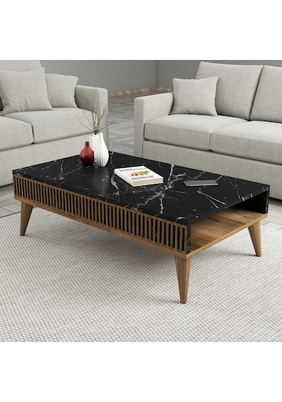 Variant Milan 3'Lü Salon Takımı - Ceviz - Siyah Mermer