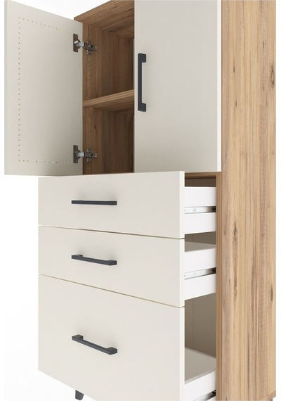 Arges Dolap 2 Raflı 3 Çekmeceli 2 Kapaklı 60x30x134 Çam-aytaşı Çam