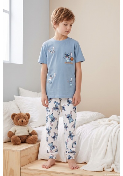Remsa Erkek Çocuk Kısa Kol Penye Pijama Takımı 4301 Buz Mavi